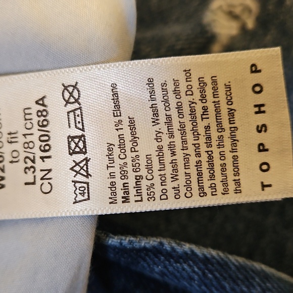 Topshop Jeans Blue Distressed Pockets Womens Size  26 straight denim - Picture 3 of 5